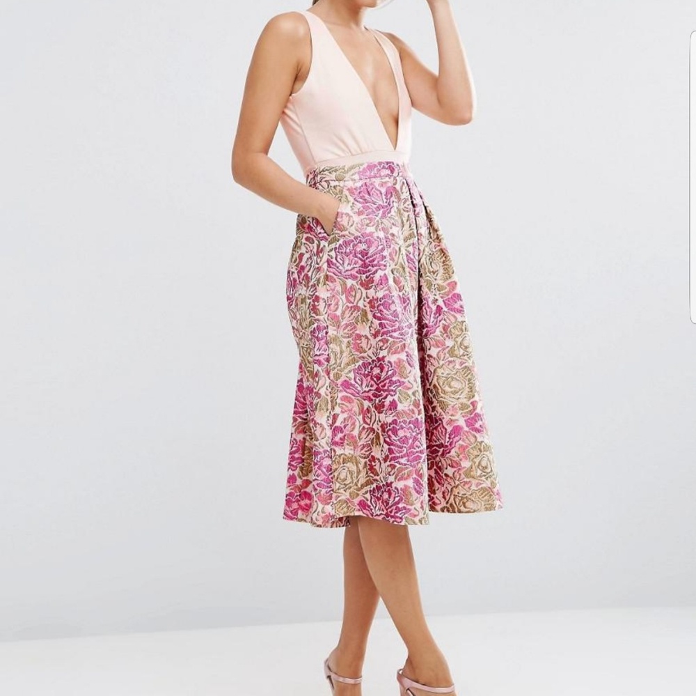 Asos occasion prom skirt in pink floral